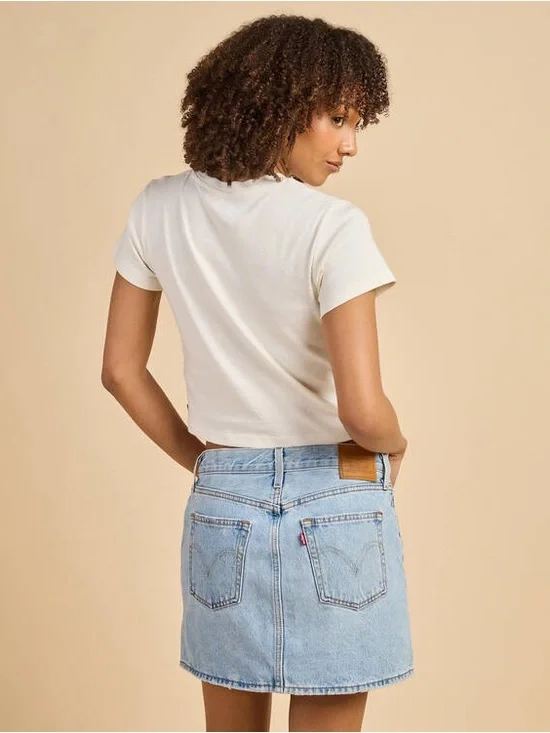 Levi's Women's Icon Skirt in a light-wash blue denim. - Picture 3 of 8